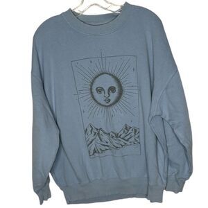 American Eagle Outfitters Blue Crewneck Sweater with Mystical Design. Size Small